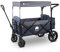 elvent® SmartCruiser Premium Bollerwagen - Handwagen faltbar mit Dach I Sitzpolster, Hecktasche, Feststellbremse, Off-Road-Reifen, 5-Punkt-Gurt I für 2 Kinder | Teleskop-Zugstange (Blau)