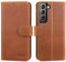 LENSUN Echtleder Hülle für Samsung Galaxy S22, Handyhülle Echt Leder [Magnetverschluss] [RFID Schutz] Handytasche Lederhülle für Samsung Galaxy S22 5G - Vintage Braun
