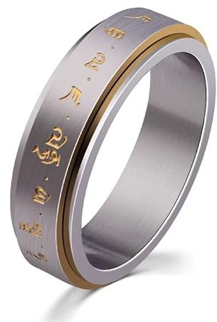 Banemi Coole Herren Ringe, Ring Herren Edelstahl Mantra Angst Ringe Valentinstag Schmuck Größe 60 (19.1)