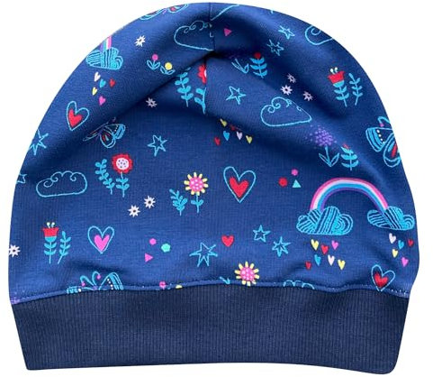 Wollhuhn ÖKO Leichte Mädchen/Jungen Beanie-Mütze Bündchen Elastisch Übergangszeit/Sommer Kinder-Mütze Baumwolle (Öko-Stoffe, Bio) 22222235 (Dreamy Dunkelblau, S)