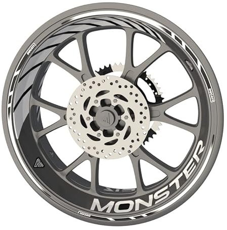 Confezione completa di adesivi adesivi adesivi per cerchi per moto Ducati Monster qualità Premium (2 ruote) (Bianco)