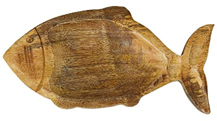 Creative Co-op Coastal geschnitzte Holzschale in Fischform, natürliche Schale