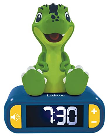 Lexibook Lexibook-RL800DINO Dinosauro Notturna, Sveglia Bambine, Blu/Verde, Cartone Animato, Colore