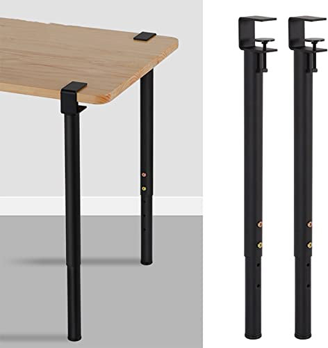 FENGSHOUU Pieds de Serrage de Table Forme de F,Pieds de Table en Métal Réglables,Télescopique Pieds de Bureau de Bar,pour Console de Meubles de Table Basse Bricolage (2pcs,Black)