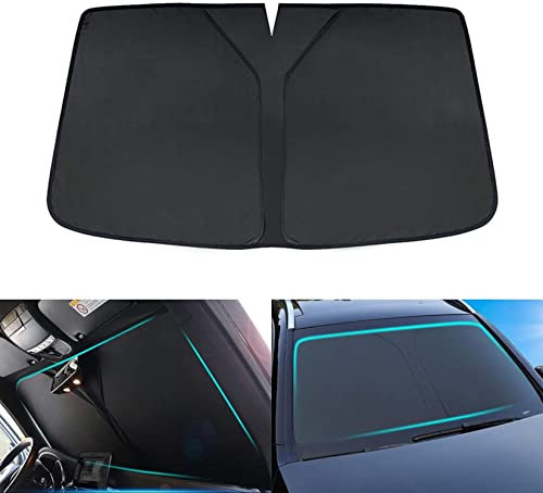 Frontscheiben Sonnenschutz Passend für Nissan Qashqai Ⅱ J11 2013-2021, Hitzeschutz Auto UV-Reflexion, Faltbares Design, Einfache Lagerung,- Black