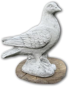FABRIQ Garten deko Taube Figur, Steinfigur, grau, wetterfest, schlicht, massiver Stil L: 19,5cm W: 11cm H: 24cm Gewicht: 3kg, Skulptur deko