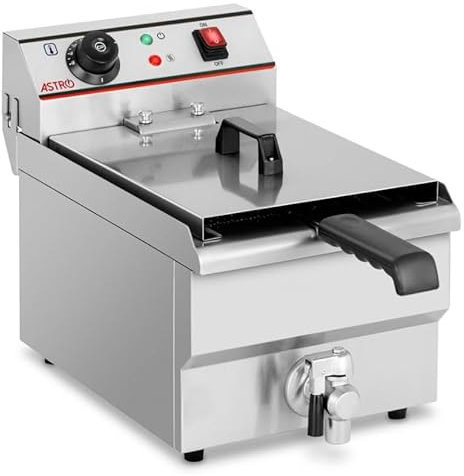 Astro Friteuse Électrique Professionnelle 8L - 3000 W - Robinet de Vidange - Inox