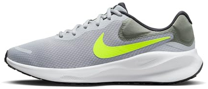 NIKE Revolution 7, Men's Bass Guitar, Wolf Grey Volt Smoke Grey Black, 10 UK