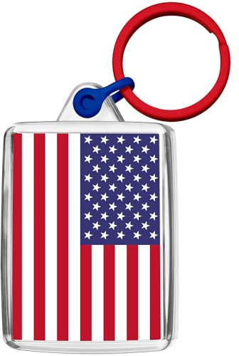 Pixly® United States of America Flag Keyring Key Fob Country Keychain Keepsake American USA Souvenir Gift