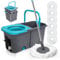 Mop and Buckets Sets, MASTERTOP Spin Mop and Bucket with 6 Microfibre Refills, 7L Foot Pedal Mop Bucket with 52 Stainless Steel Handle, Floor Mops for Hardwood Laminate, Separates Clean & Dirty Water