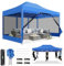 COBIZI Gazebo 3x4,5 Pieghevole Impermeabile,Gazebo Esterno Resistente con Zanzariera Parete Laterale,Tende per Gazebo,Tendone Padiglione Pop Up per Feste Campeggio con Borsa(3 per 4,5m Blu)