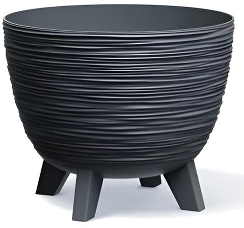 Prosperplast Furu Maceta, cuenco con patas, cuenco para plantas, resistente a los rayos UV (Antracita, Diámetro 290 mm)