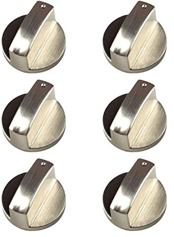QOTSTEOS 6pcs Gas Hob Knobs, Oven Cooking Surface Switch Buttons, Kitchen Silver Stove Switch Replacement Parts, Gas Stove Control Knobs Accessories, for Kitchen Cooker Oven Cooktop, 6mm(size:Silver)