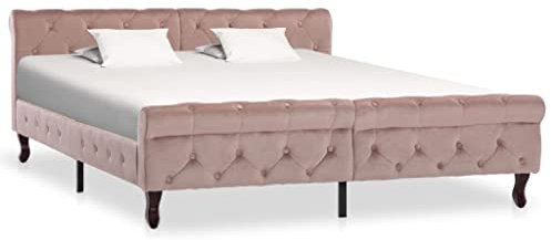 FUDUGEHMIOFWFJJ Bettgestell Rosa Samt 160x200 cm, sofabett tagesbett daybed tagesbett ausziehbar Geeignet für Schlafzimmer