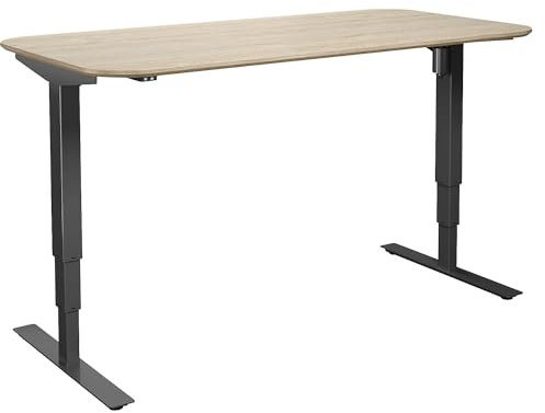 kaiserkraft | Schreibtisch Atlanta Trend | elektrisch höhenverstellbar | gerade | abgerundete Ecken | BxT 160x80 cm | Eiche/schwarz