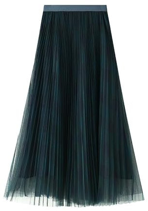 Buntes Plaid mesh Rock Plissee Rock medium-Länge Gaze Rock Home Casual Kleid