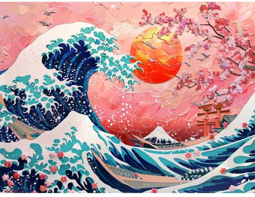 KEYIFA Peinture par Numéros pour Adulte fleurs de cerisier, Kits de Peinture au Numéro avec Peinture Acrylique et Pinceaux, DIY Creatif Toile Peinture à l'huile, Décoration de Maison 40x30CM