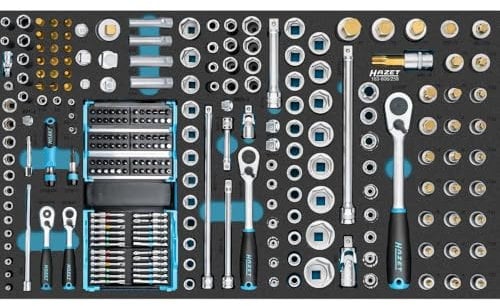 HAZET Socket Spanner Set 163-606/259, 259 Pieces, 0.6 x 3.5-1.2 x 8 mm, 3-32 mm, E4-E24, M5-M18, PH1-PH2, PZ1-PZ2, T15-T60, with Reversible Ratchets, Hexagon, Torx, SmartCase