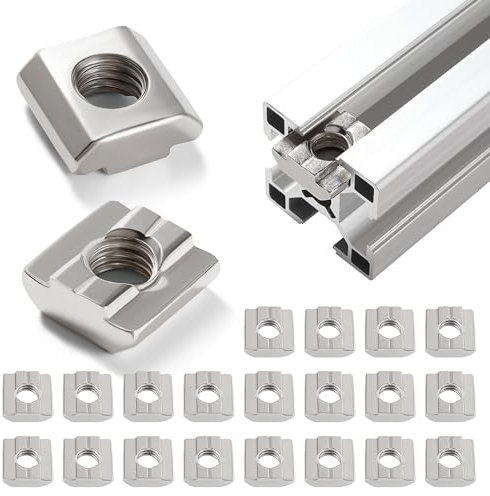 Lyeteung 20 Pezzi 30 Serie M8 Dadi a T, Dado Scorrevole con Scanalatura a T, Dado Con Testa a Martello Con Scanalatura a T, per Fessura da 8 mm 3030 3060 6060 Profilati in Alluminio Estruso