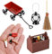 12Pcs Garden Toolbox Miniature Set, Dollhouse Gnome Garden Accessories, Mini Garden Scene Decorations, Dollhouse Wooden Tool Box with Tools Broom Oil Lamp, Garden Carts Model for DIY Ornament