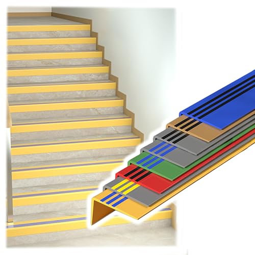 Stair Nosing 8 Pcs L Shape Vinyl Rubber Stair Nosing, Bulls Nose Stair Treads for Wooden Steps/laminate Flooring/ceramic Tile Staircase, Anti-slip Self Adhesive Stair Nose Molding(Gray C,Pack of 8 L 5