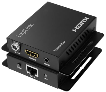LogiLink HD0063 - HDMI-Extender/Verlängerungs Set über LAN bis zu 70 m, mit 4K/60 Hz Auflösung und Full 3D, EDID, HDR, HDCP, POC, IR