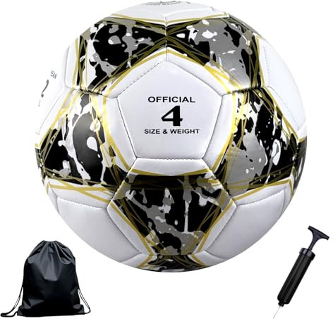 Bibykivn Pallone calcio,Pallone da Calcio Cucito, Pallone Calcio Bambino,per Amanti del Calcio,per Gioco Partita Calcio,Allenamento Indoor Indoor Team,Pallone per Allenamento (modello-5, Numero 4)