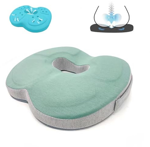 Auoketuo Anti-Dekubitus Sitzkissen – Orthopädisches Donut-Kissen, wirksam bei Hämorrhoiden, Prostatabeschwerden, Steißbein-, Ischias- und Rückenschmerzen, ideal für den Einsatz zu Hause, im Büro(Grün)