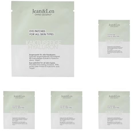 Jean & Len Feuchtigkeitsspendende Augenpads Kaktusfeige & Hyaluron, für alle Hauttypen geeignet, Biocellulose Pads, spenden intensiv Feuchtigkeit, ohne Parabene & Silikone, vegan, 1 x 2 Stück