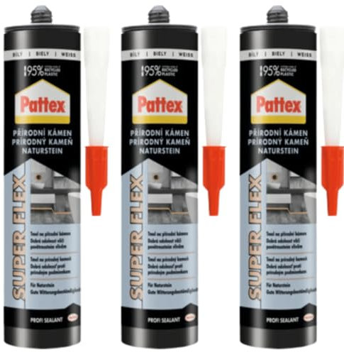 Baukleber Natursteinkleber Weiß - Hochwertiger Dicht- & Klebstoff für Marmor, Granit, Beton, Holz & mehr – UV-beständig, elastisch & witterungsfest – keine Flecken (3 x 280ml)