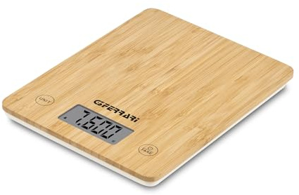 G3 Ferrari G20166 Küchenwaage Natura Kitchen, großes Display, Bambusplatte, Messung 1 g/10 kg, automatische Abschaltung und Tara-Funktion