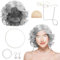 7 Stück Großmutter Kostüm Zubehör Set, Oma Cosplay Kostümzubehör mit Alte Frau Perücke Perücke Kappe Perlenkette Armband Ohrringe Brille Brillen Ketten für Halloween Karneval Maskerade