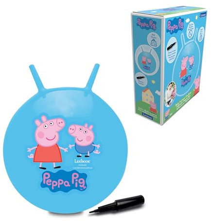 Lexibook, Peppa Pig, Balle sauteuse Gonflable, Pompe Manuelle Incluse, Plastique sécurisé et résistant, Bleu, BG040PP