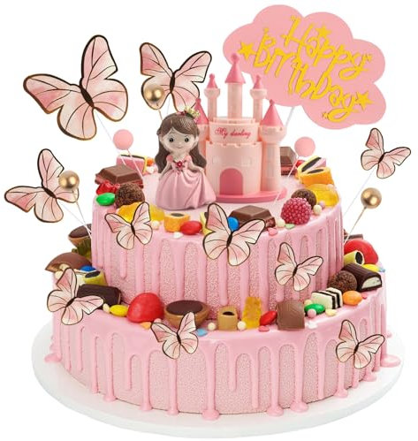 Clvsyh Mädchen Kuchen Dekoration, 18 Stück Prinzessin Tortendeko, Mädchen Dusche Kuchen Dekoration, Cake Topper Geburtstag Prinzessin, für Prinzessinnen-Mottopartys, Mädchengeburtstagsfeiern