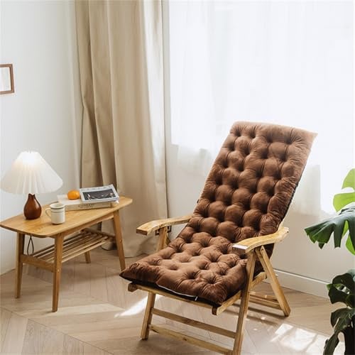 Garden Chair Cushions Rectangular Cotton Deckchair Pads for Rattan Furniture High-Back Seat Cushions (Coffee 100x40x8 cm) - Perfect for Outdoor Relaxation