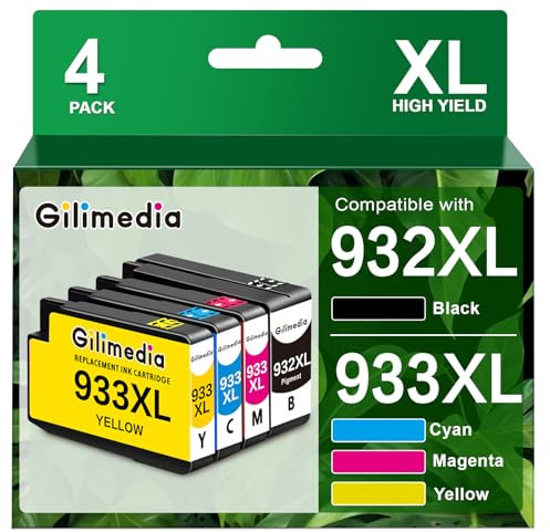 932XL 933XL Druckerpatronen als Ersatz für HP 932 XL 933 XL 932XL 933XL 4 Multipack Patronen Höher Kapazität für HP Officejet 6600 6700 7612 7510 7110 6100 7610 (Schwarz Cyan Magenta Gelb)