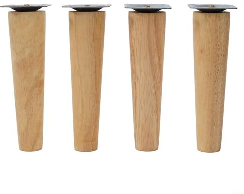 Fauhapyway Lot de 4 pieds de meubles de rechange en bois de chêne avec plaques de montage et protections de sol pour canapé, armoire, table 15 cm/10 cm/8 cm (oblique 15 cm)