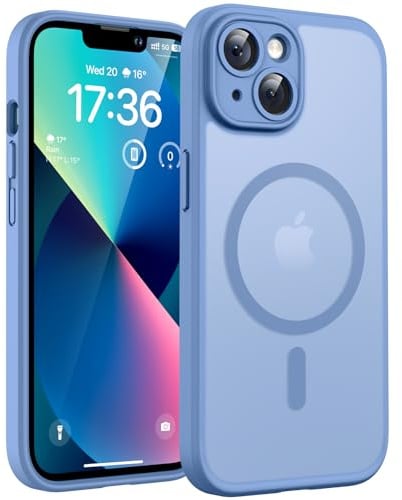 TOCOL für iPhone 13 Hülle, Kompatibel mit MagSafe, Hellblau | Vollständiger Kameraschutz Handyhülle, Eingebauter Magnetring Case, Militärschutz Stoßfest Kratzfest Haltbarkeit Phone Cover