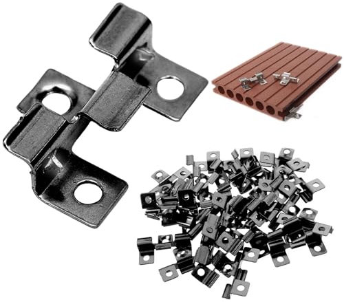 100Stk Edelstahl Terrassenclips,WPC Terrassendielen Clips,Befestigungsclips,Unsichtbare Terrassenbefestigung mit Schrauben für WPC Dielen,T Clip,versteckte Befestigung (Schwarz, Spalt 4mm Höhe 9mm)