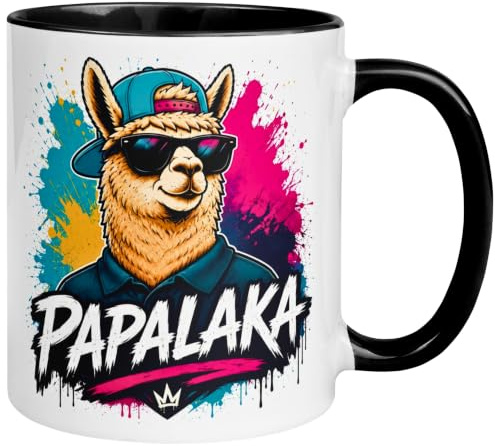 Tasse Alpaka mit Spruch | PAPALAKA | Lustiger Geschenk Becher für Papa