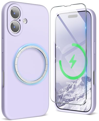 SURPHY Cover Magnetica per iPhone 17 con Vetro Temperato (6,3), Custodia per iphone 17 Silicone con Protezione Fotocamera,case Compatibile con Magnetica,Antiurto, Resistente, Leggera,Lilla