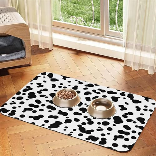 Cocker Spaniel mit Kaffee Schwarz Cocker Spaniel Hund mit Kaffee Grau,wasserdichte Futtermatte für Haustiere, Tischsets für Katzen und Hunde für Futter und Wasser, Futtermatten aus PU-Leder,40x60cm