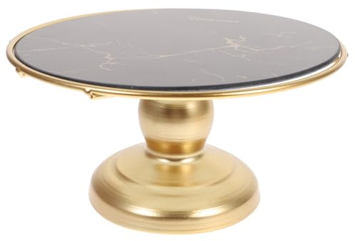 SHINEOFI Alzata per Torte da Tavolo in Stile Europeo Supporto Decorativo per Dessert e Cupcake Vassoio Espositore da Tavolo per Feste e Cucina Piccola Versione Oro con Piatto in Vetro Nero