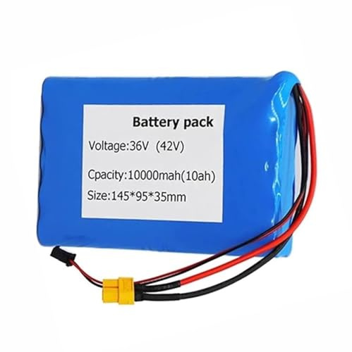 36V 10Ah Batteries Intégrées pour Trottinettes Électriques Batterie De Remplacement pour Vélo Électrique avec Chargeur 42V 2A Piles Étanches en PVC XT60+SM