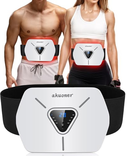 KANGLANKAN Ceinture Abdominale Electrostimulation - Electrostimulateur Musculaire Intégré, 8 Modes et 30 Niveaux, Confortable et Ajustable pour Abdos, Dos - Stimulateur Musculaire Electrique (Gris)