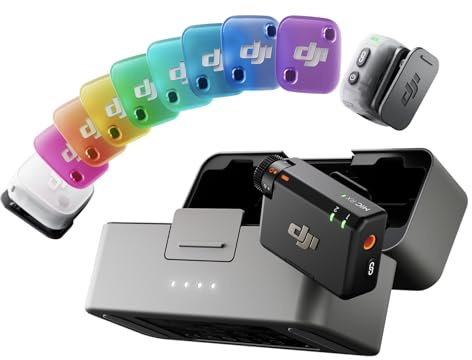 DJI Mic Mini 2 (2TX+1RX standard+Custodia ricarica), microfono senza fili | Per iPhone 17/16/15 e Android/fotocamera/tablet/PC, batteria da 48h, trasmissione fino a 400 m, cover magnetica multicolore