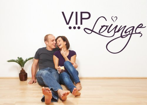 XL Wandtattoo für Ihr Wohnzimmer, 68047-140x58 cm~ Schriftzug: Spruch VIP Lounge ~ Wandaufkleber Aufkleber für die Wand, Fliesen, Tapetensticker aus Markenfolie, 32 Farben wählbar