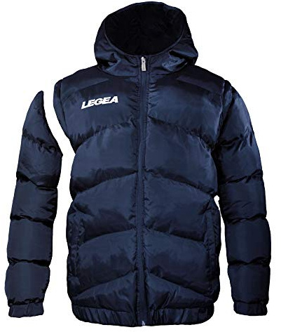 Legea Herren Jungen Jacke Quebec Kapuze WinterJacke WindJacke Running Fußball Laufen Training Sport Blau (XL)