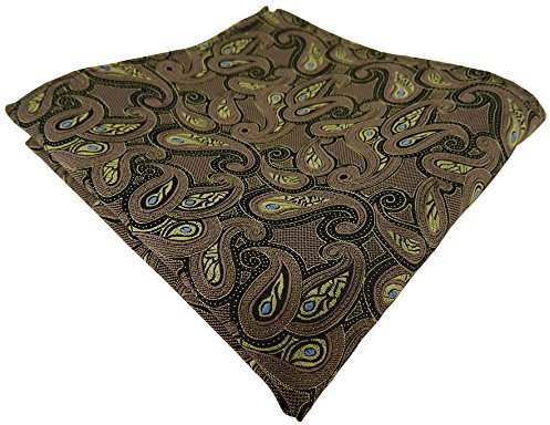 TigerTie Designer Einstecktuch in braun gold blau schwarz Paisley gemustert