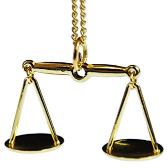 Miniblings Waage Halskette Gold 60cm Goldwaage Sternzeichen Jura Justitia Gold - Handmade Modeschmuck - Gliederkette vregoldet